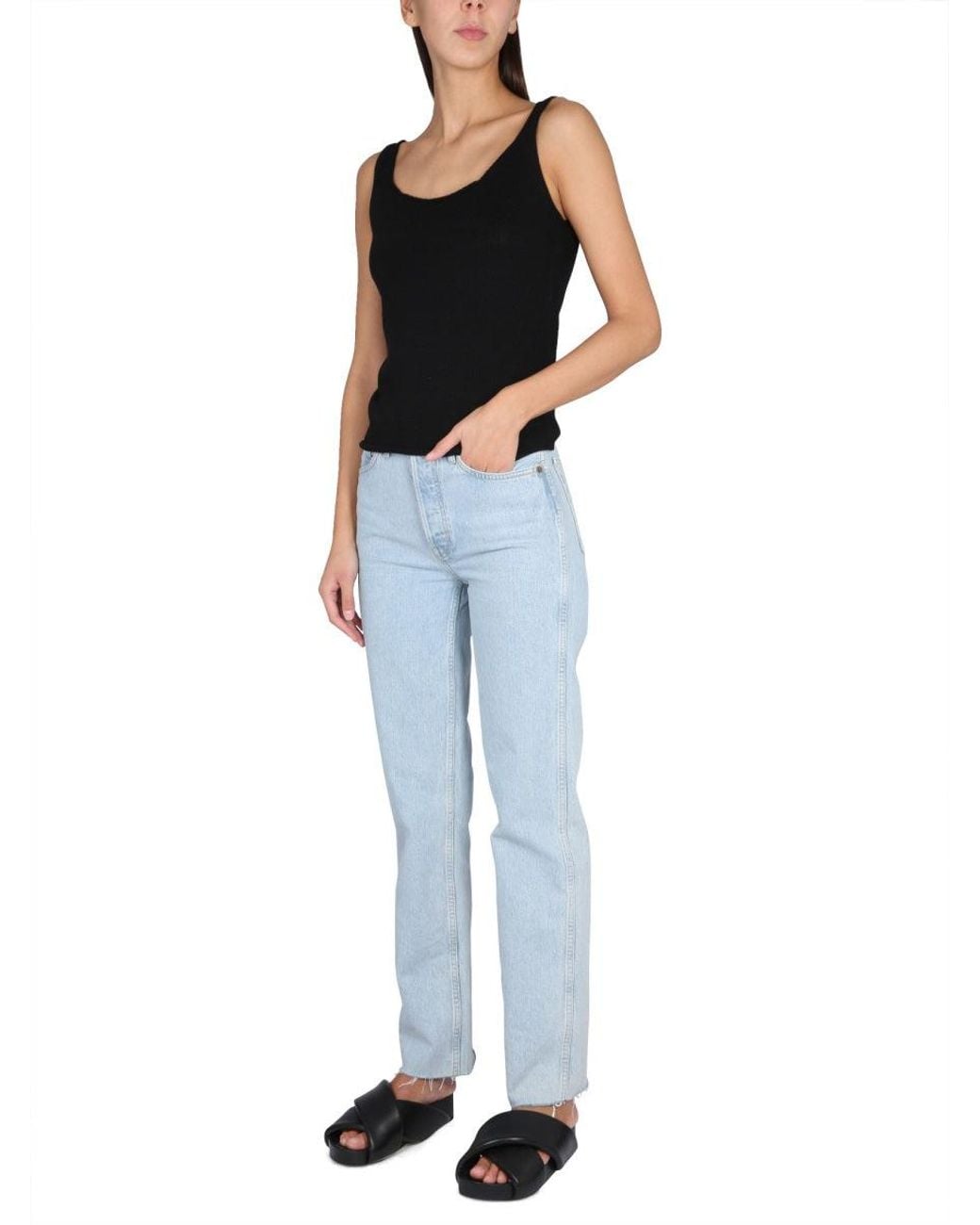 Aspesi Black Solid Scoop Neck Top