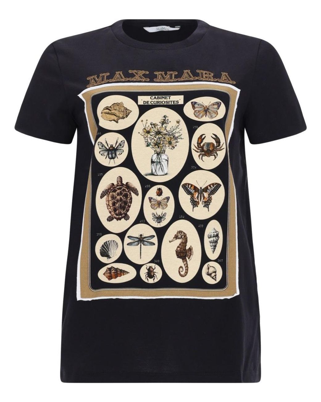 Max Mara Black T-Shirt "Spadino" Con Stampa