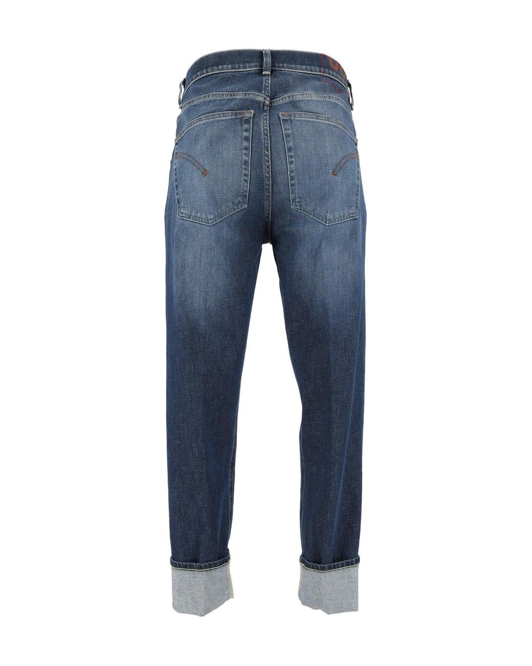 Dondup Blue Paco Mid-Wash Rolled-Cuff Tapered Jeans