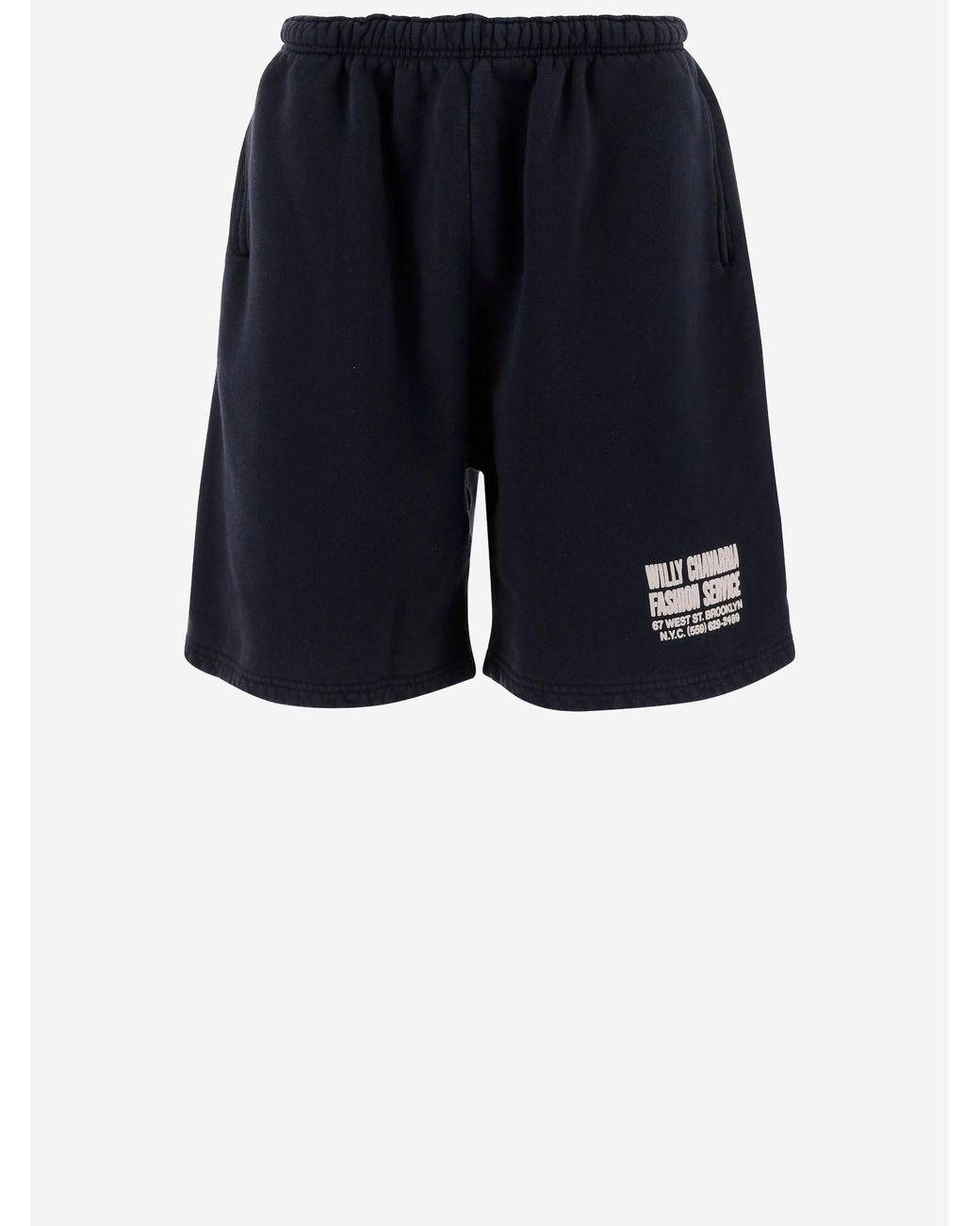 Willy Chavarria Blue Cotton Shorts With Logo for men