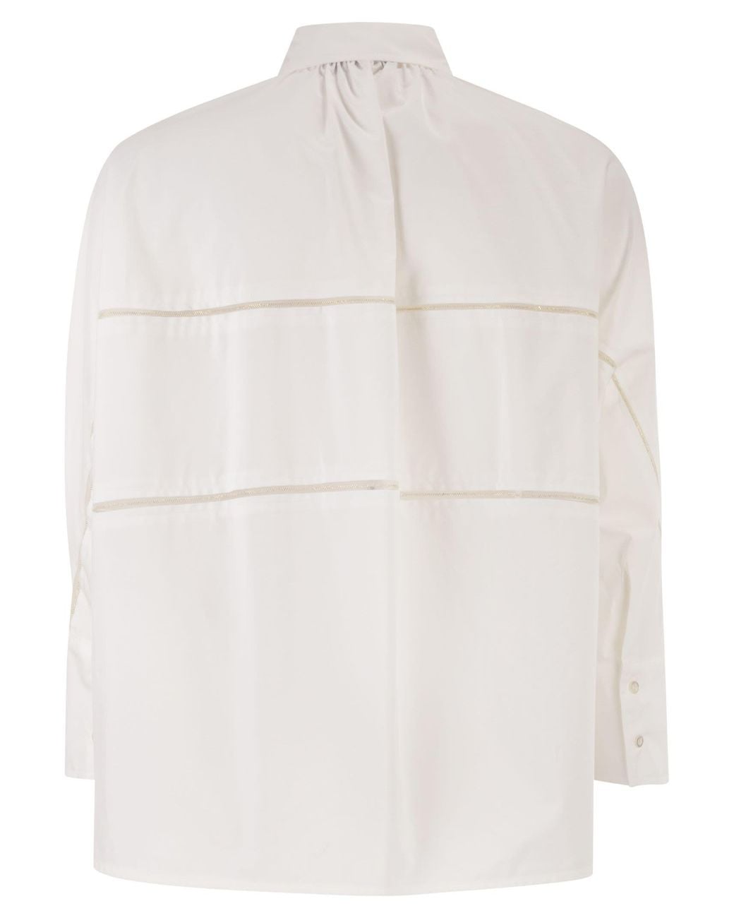 Fabiana Filippi White Cropped Poplin Shirt With Detail On The Back