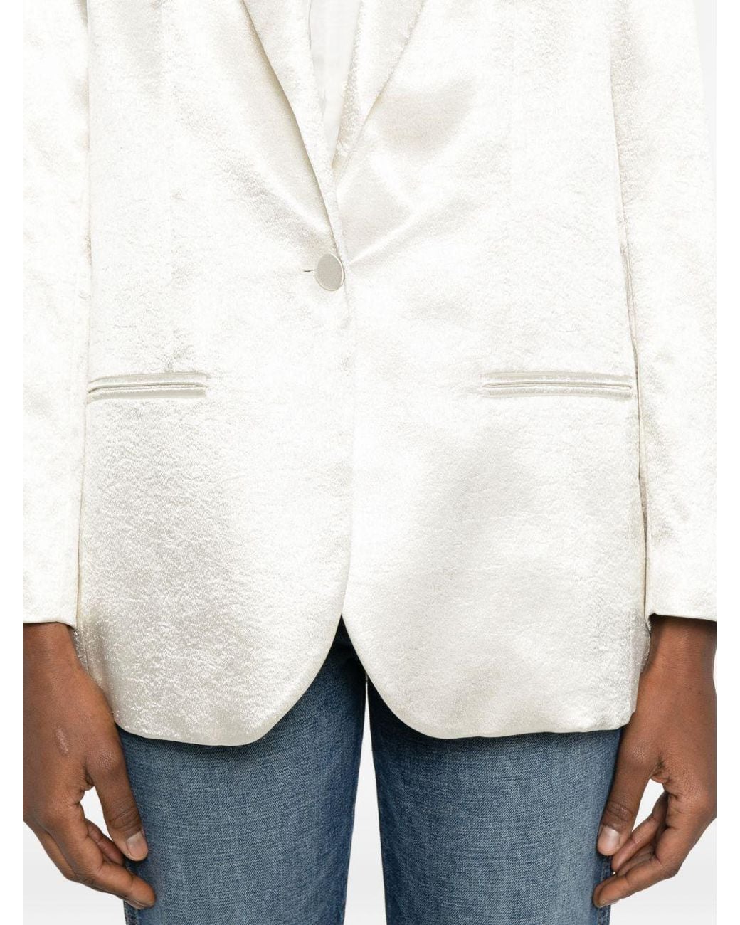 Alysi White Single-Breasted Blazer Jacket