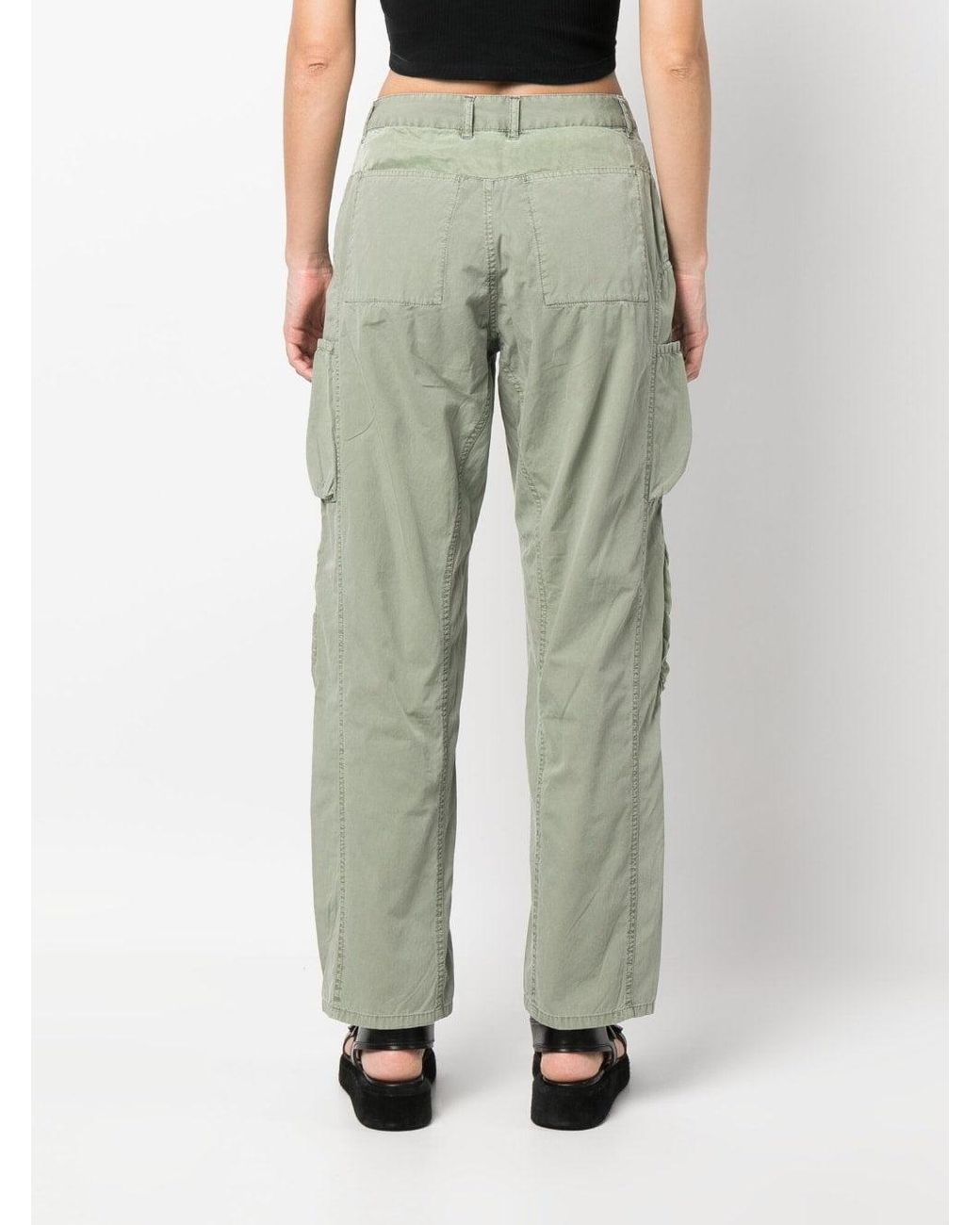 John Elliott Green Mid-Rise Straight-Leg Work Trousers