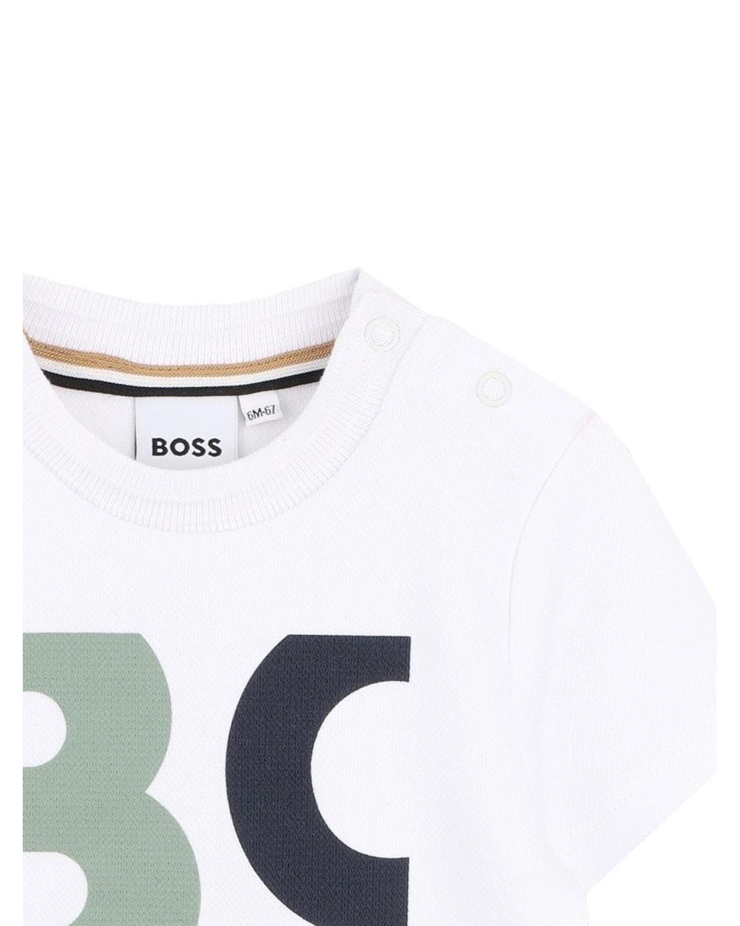 Boss White T-Shirt Con Stampa Logo