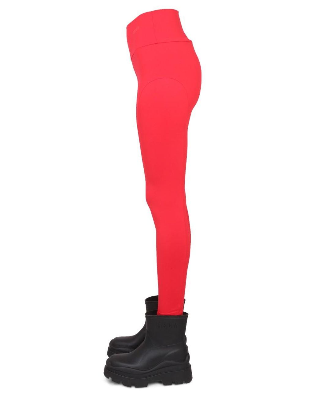MSGM Red Leggings With Logo