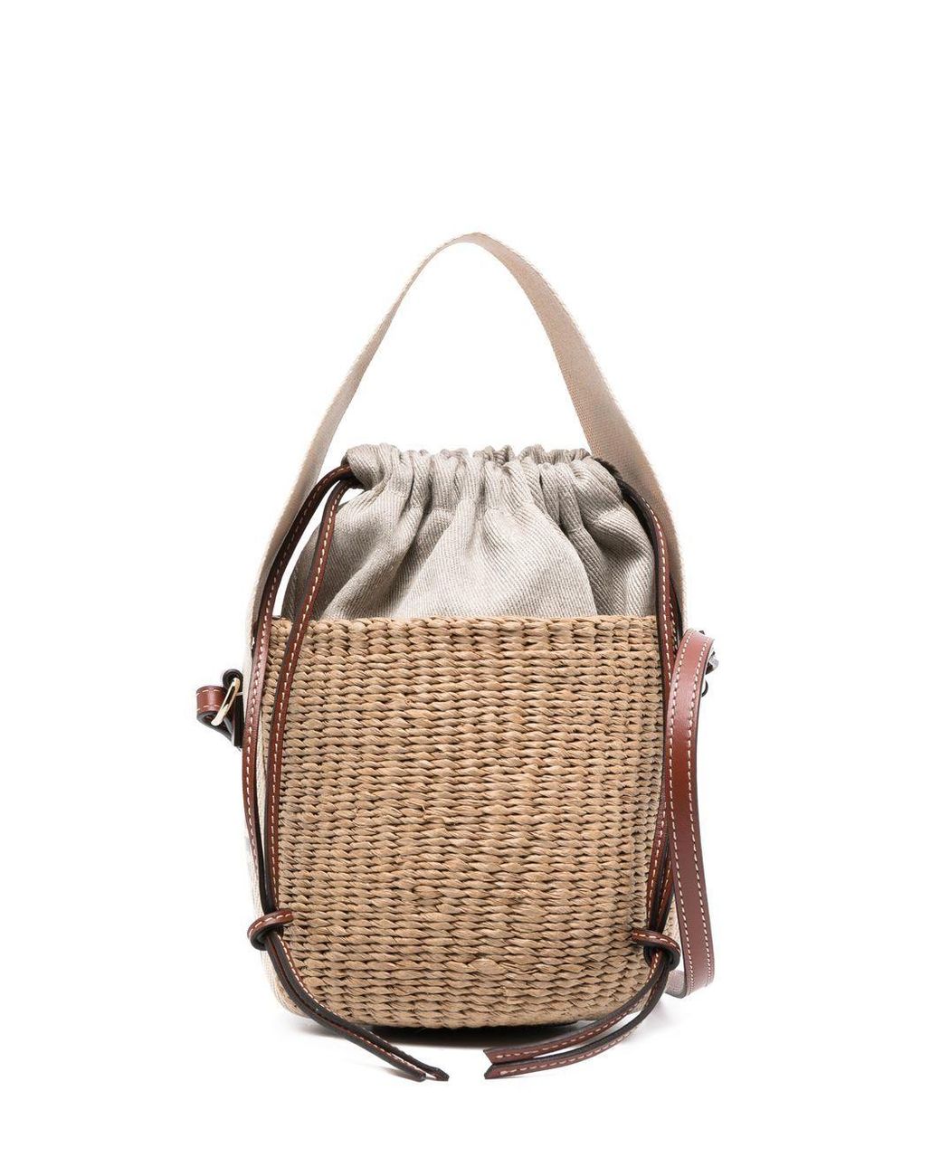 Chloé Natural Woody Small Straw Bucket Bag