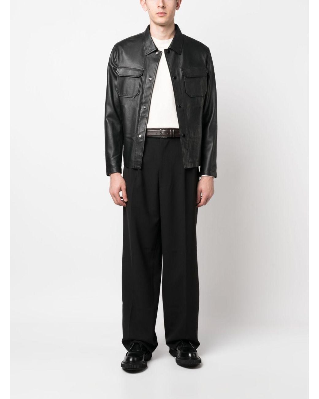 Emporio Armani Black Leather Jacket for men