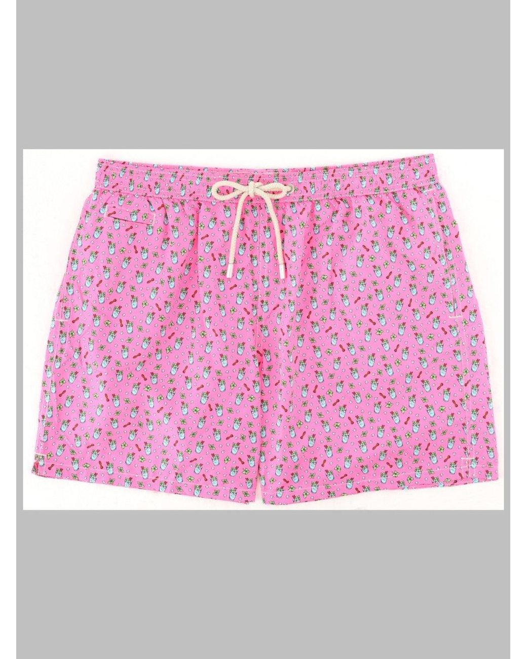 Mc2 Saint Barth Pink Swim Shorts Print Polyester for men
