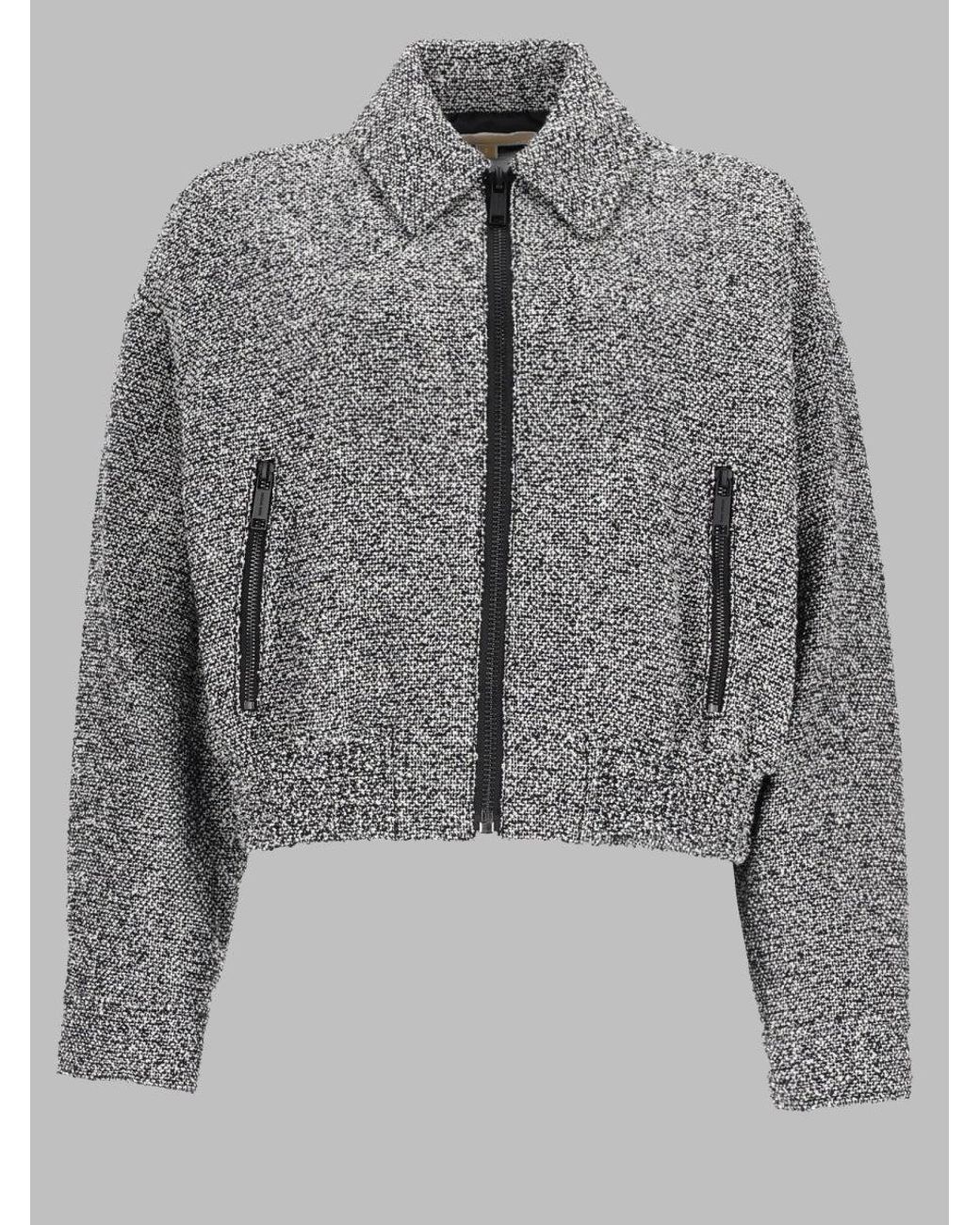 MICHAEL Michael Kors Gray Cotton Bomber Jacket Trench & Raincoats
