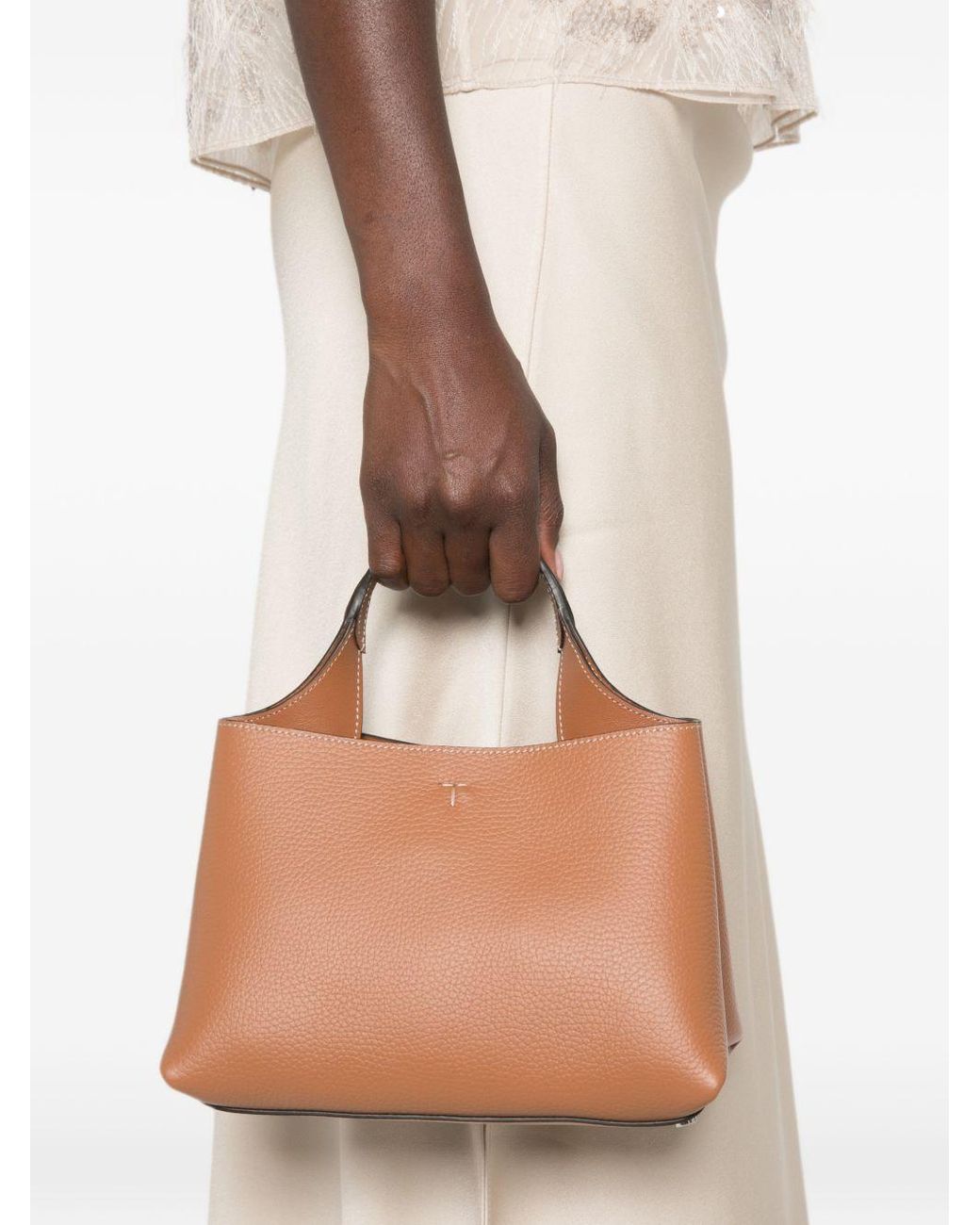 Tod's Brown T Timeless Micro Leather Handbag