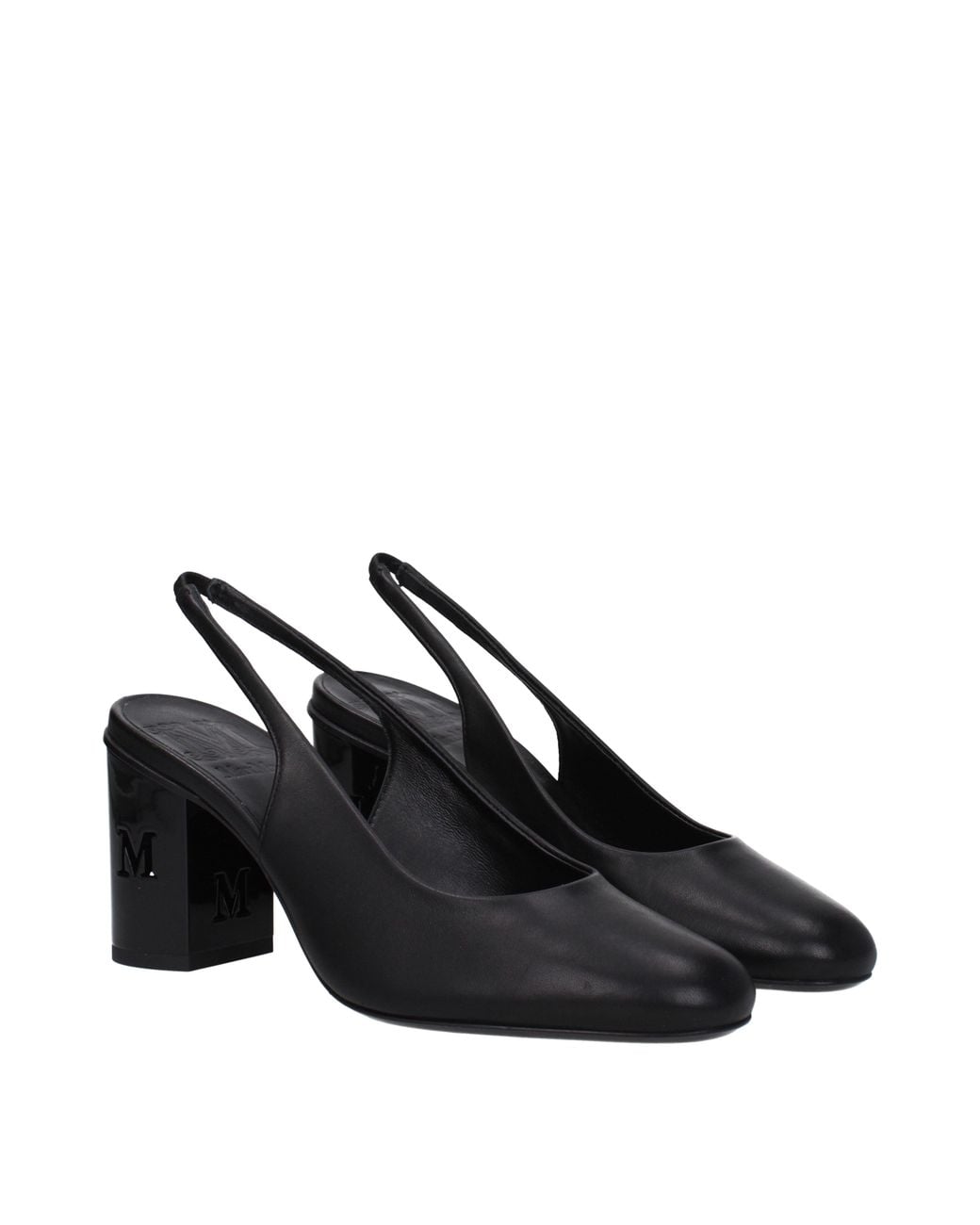 Max Mara Blue Slingback Heels Square Toe Block Heel