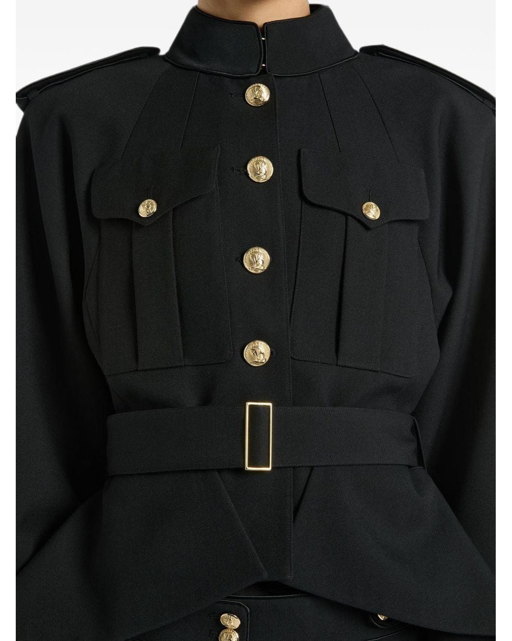 Balmain Black Wool Belted Jacket