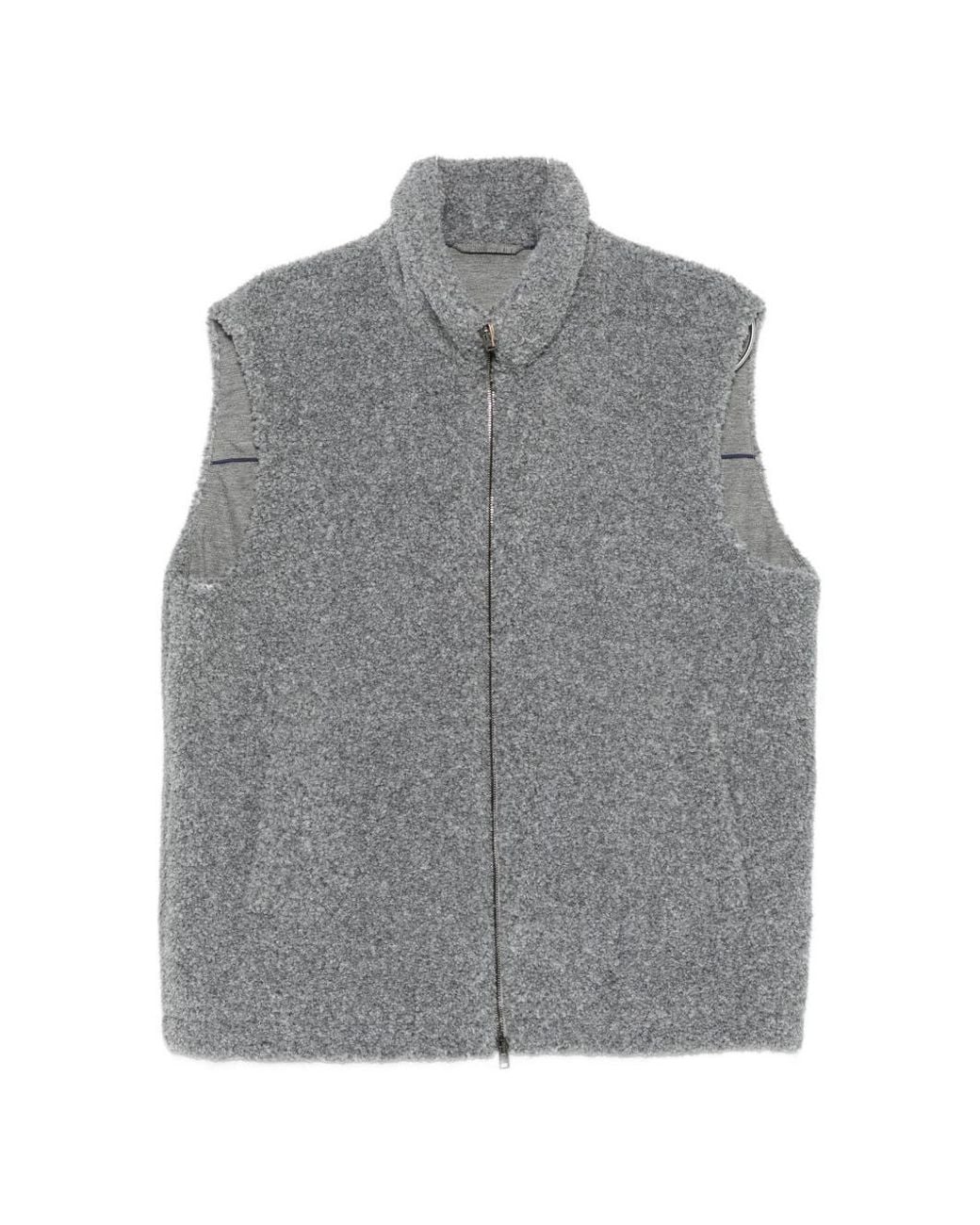Herno Gray Flannel Zipped Vest for men