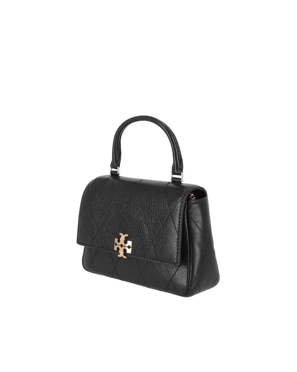Tory Burch Black Charlie Quilted Top Handle Chain Wallet