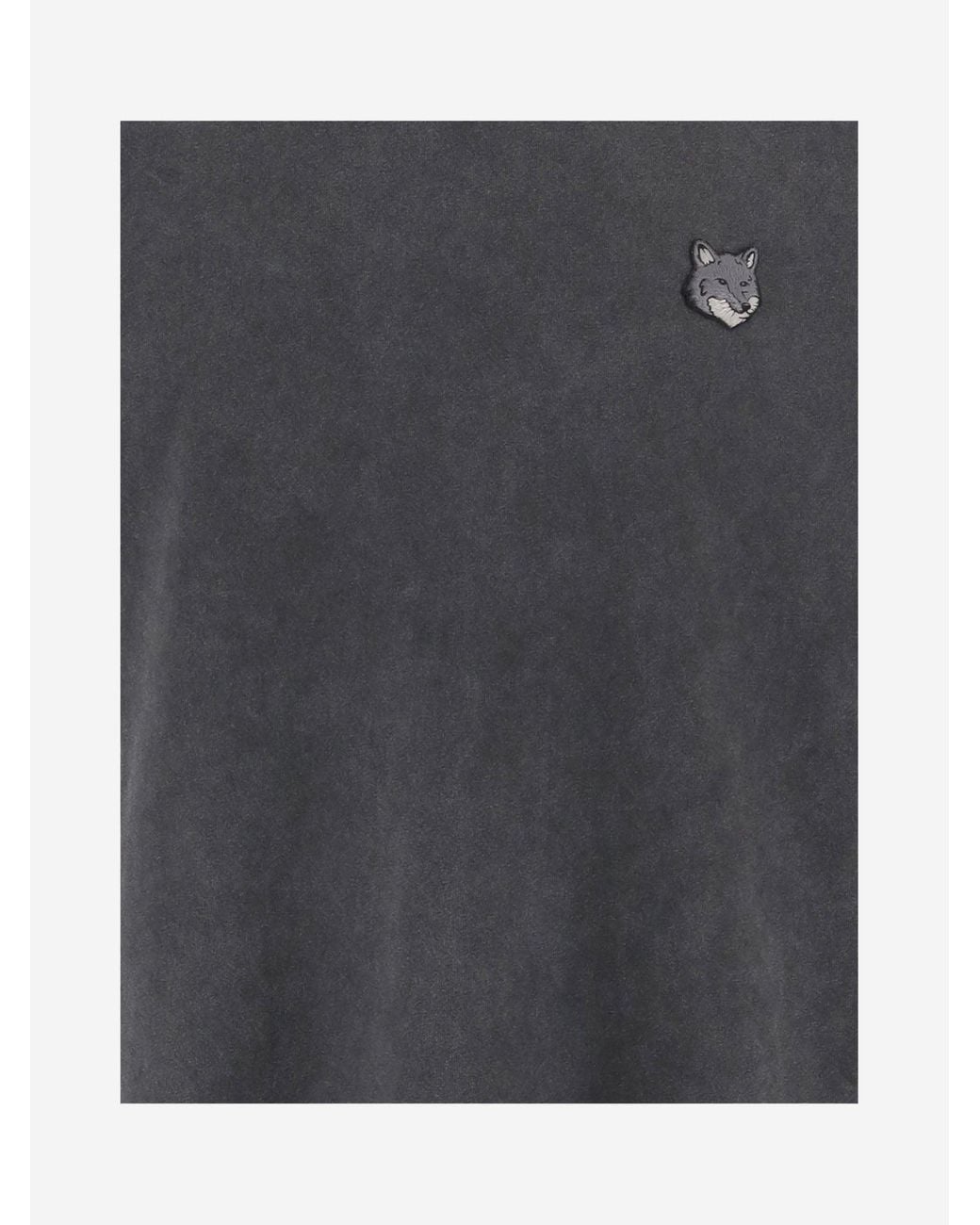 Maison Kitsuné Black Cotton T Shirt With Embroidered Fox Logo