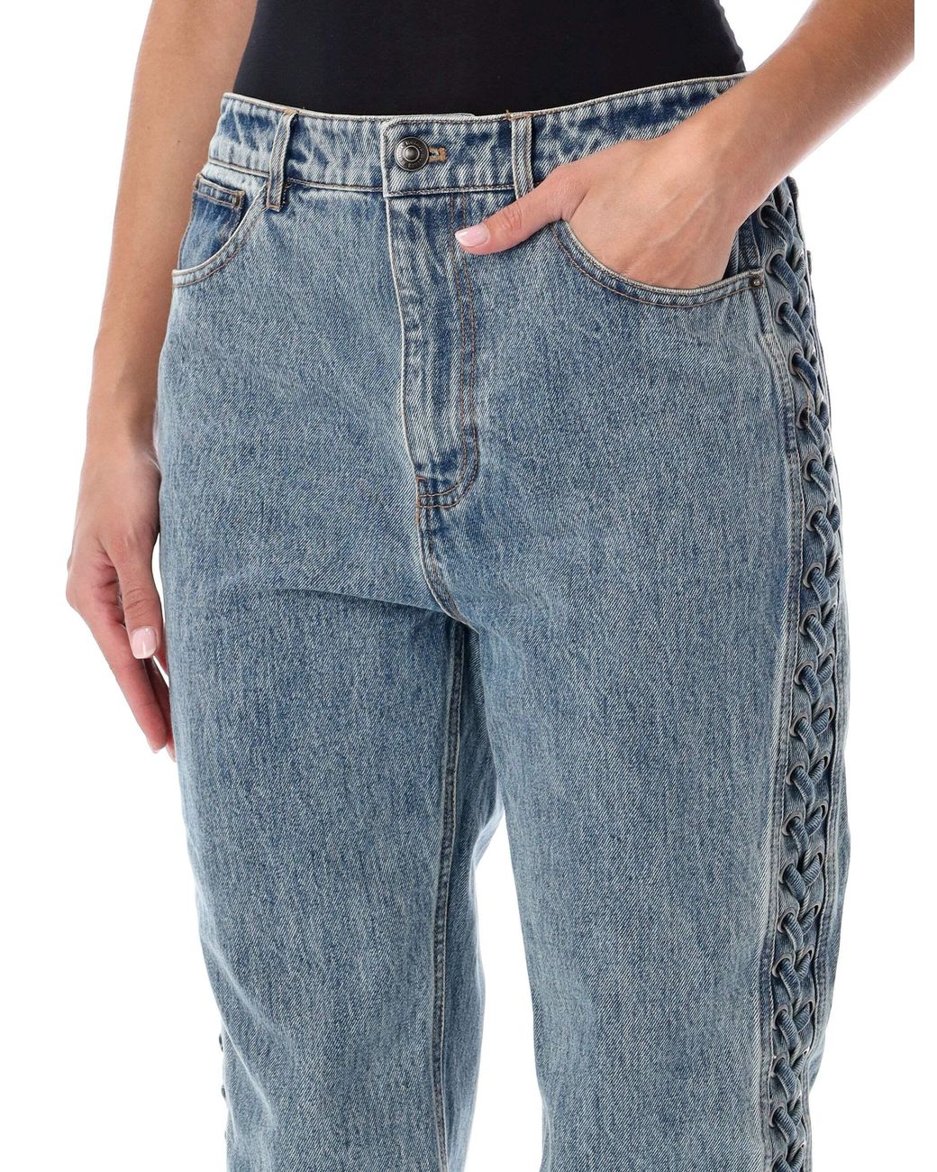 ROTATE BIRGER CHRISTENSEN Blue Rotate Laced Jeans