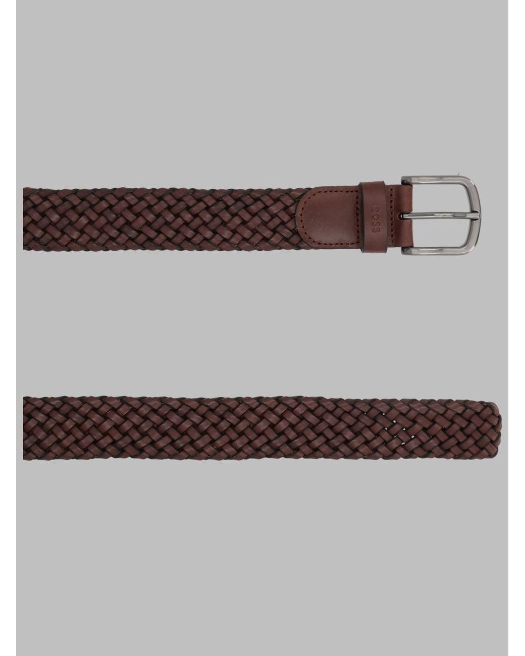 Boss Brown Braided Leather Belt for men