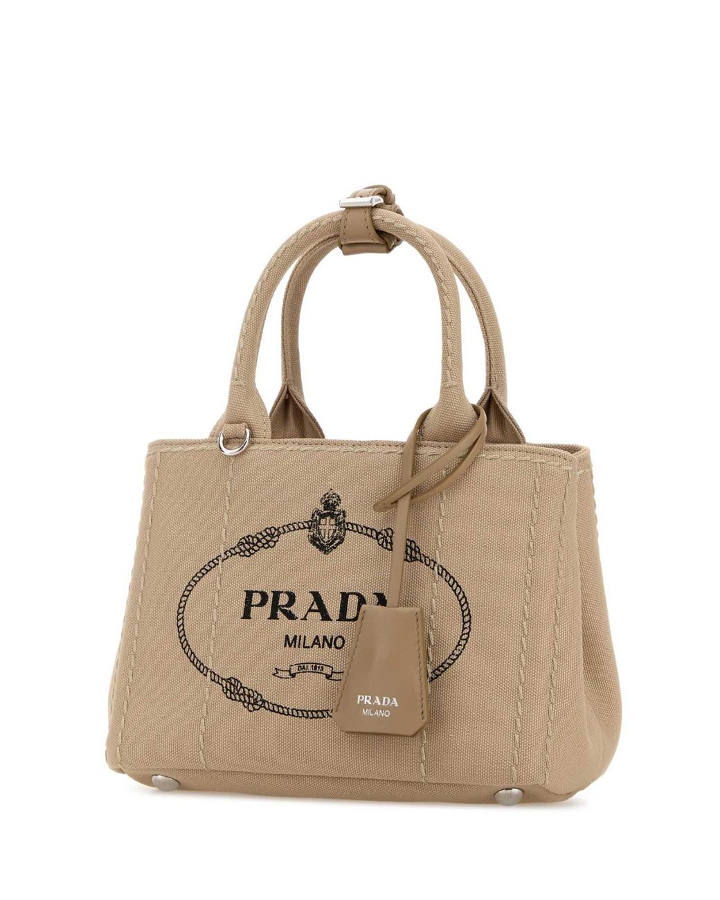 Prada Natural Beige Canvas Mini Jardinière Handbag