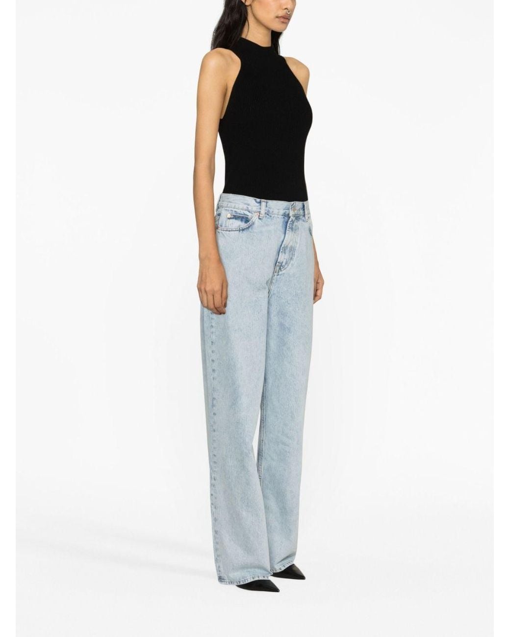 Wardrobe NYC Black Logo-Patch Cotton Wide-Leg Jeans