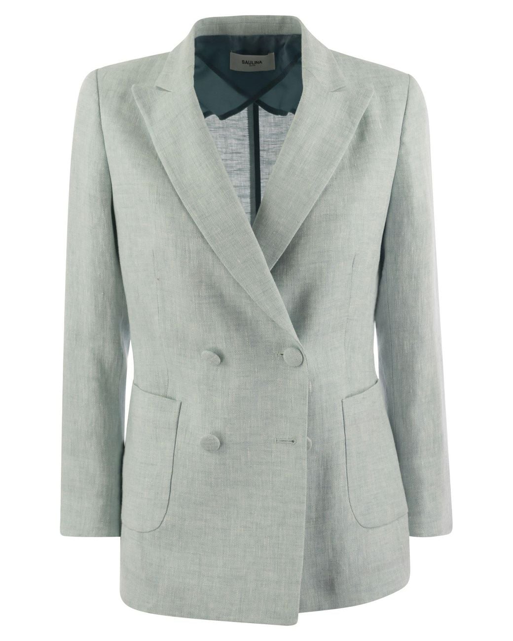SAULINA Gray Assunta Double Breasted Linen Jacket