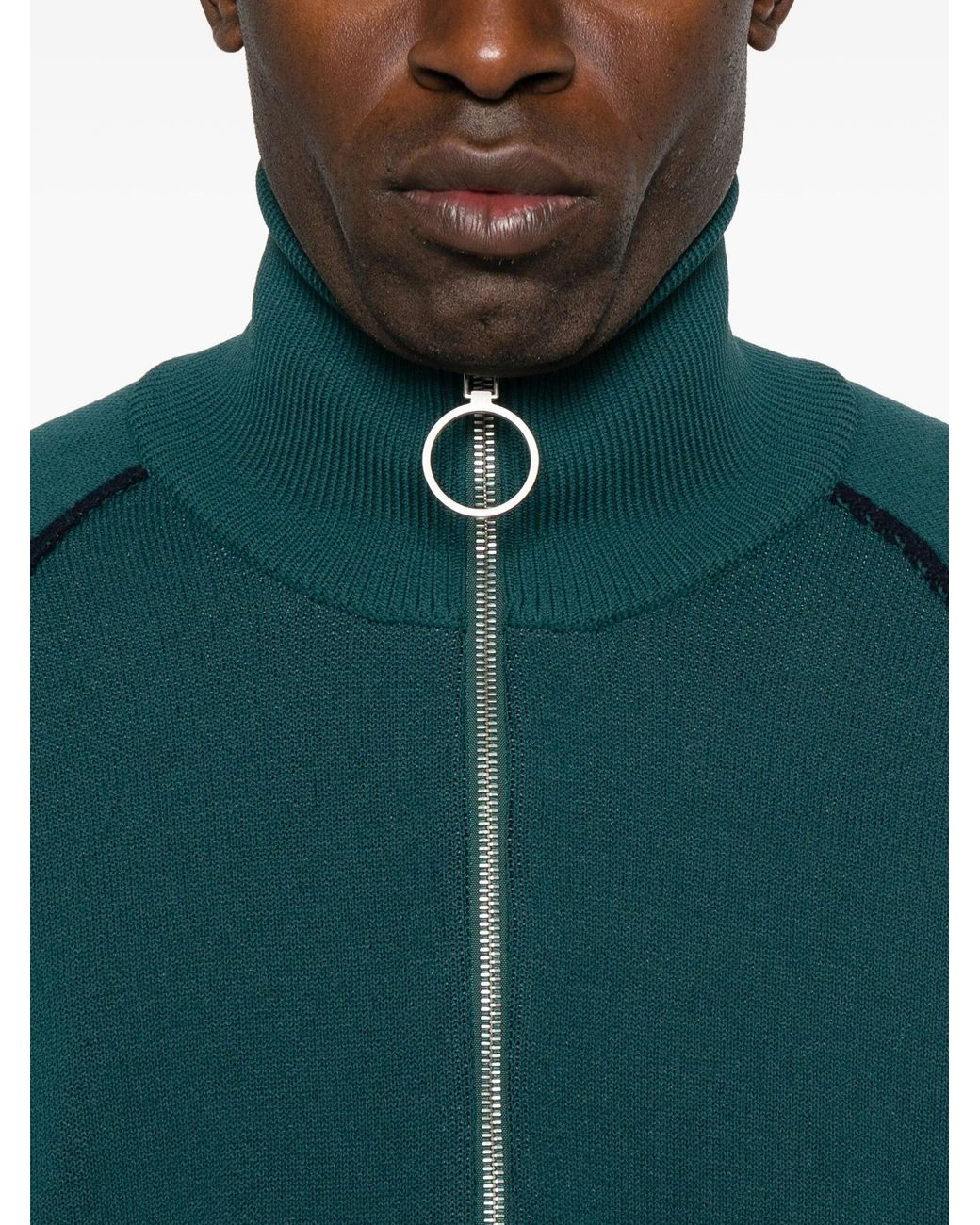 1989 STUDIO Green Full Zip Raglan Sweater for men