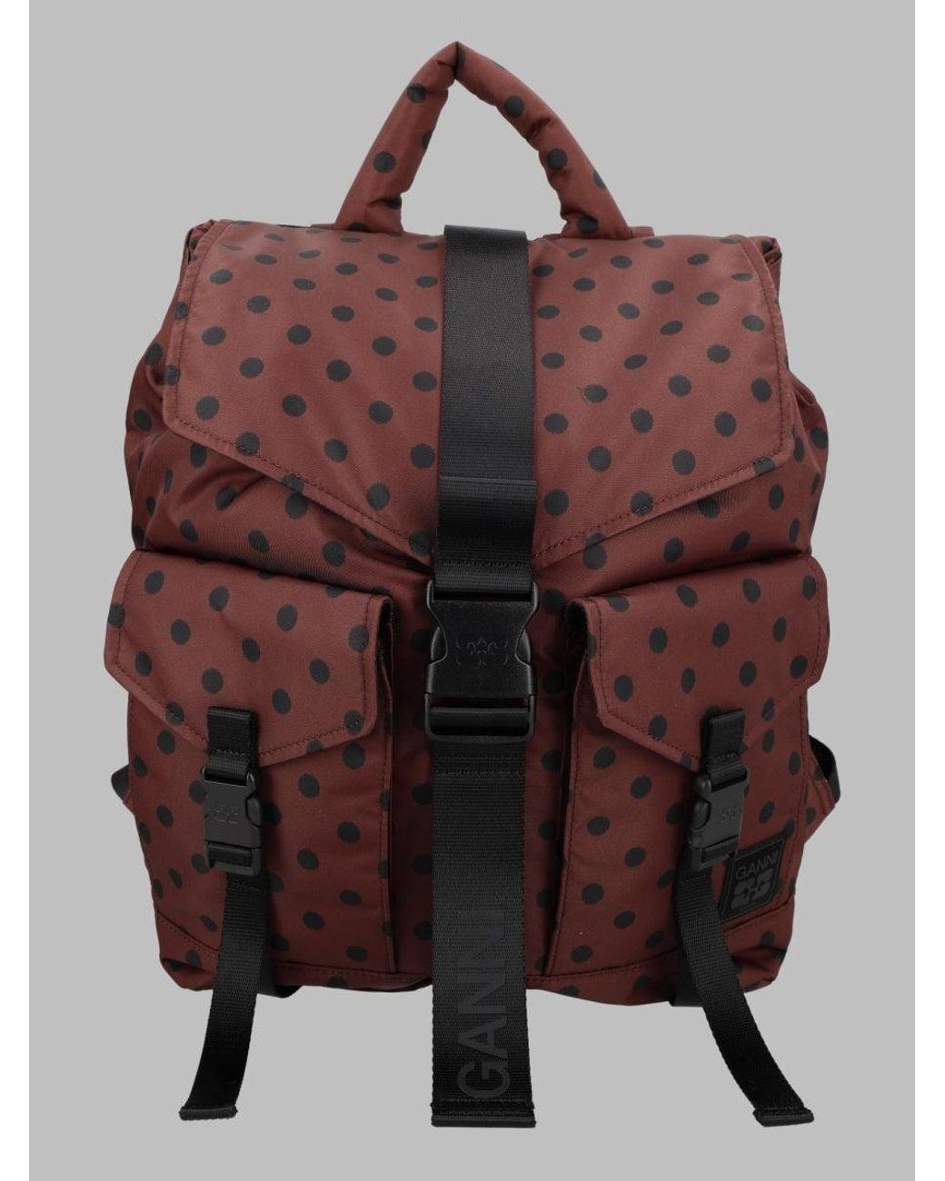 Ganni Brown Polka Dot Backpack