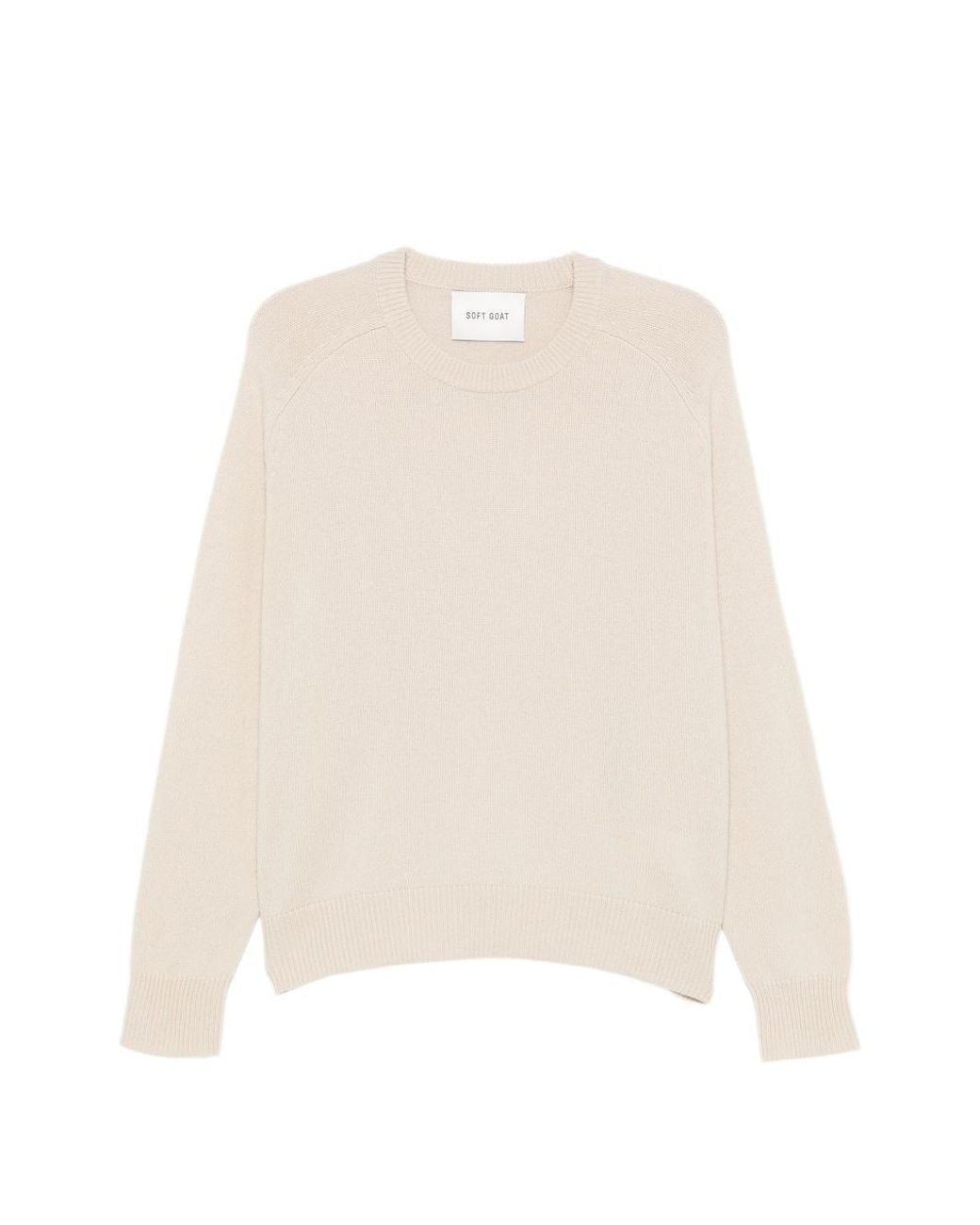 Soft Goat White Wool Crewneck Jumper