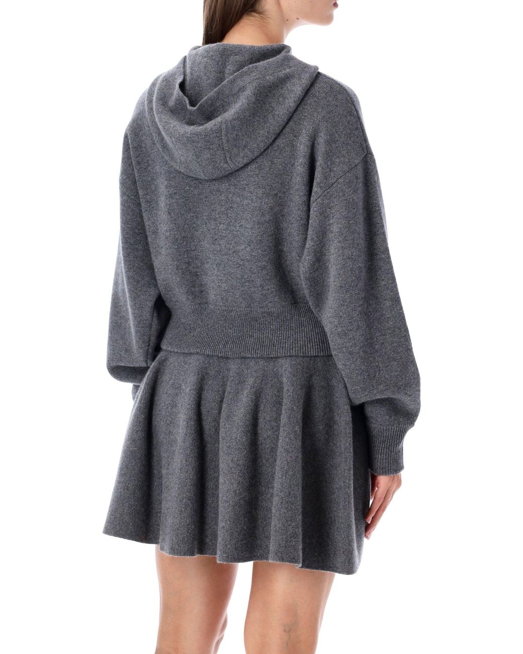 Lisa Yang Gray Cashmere Hooded Zip-Front Cardigan
