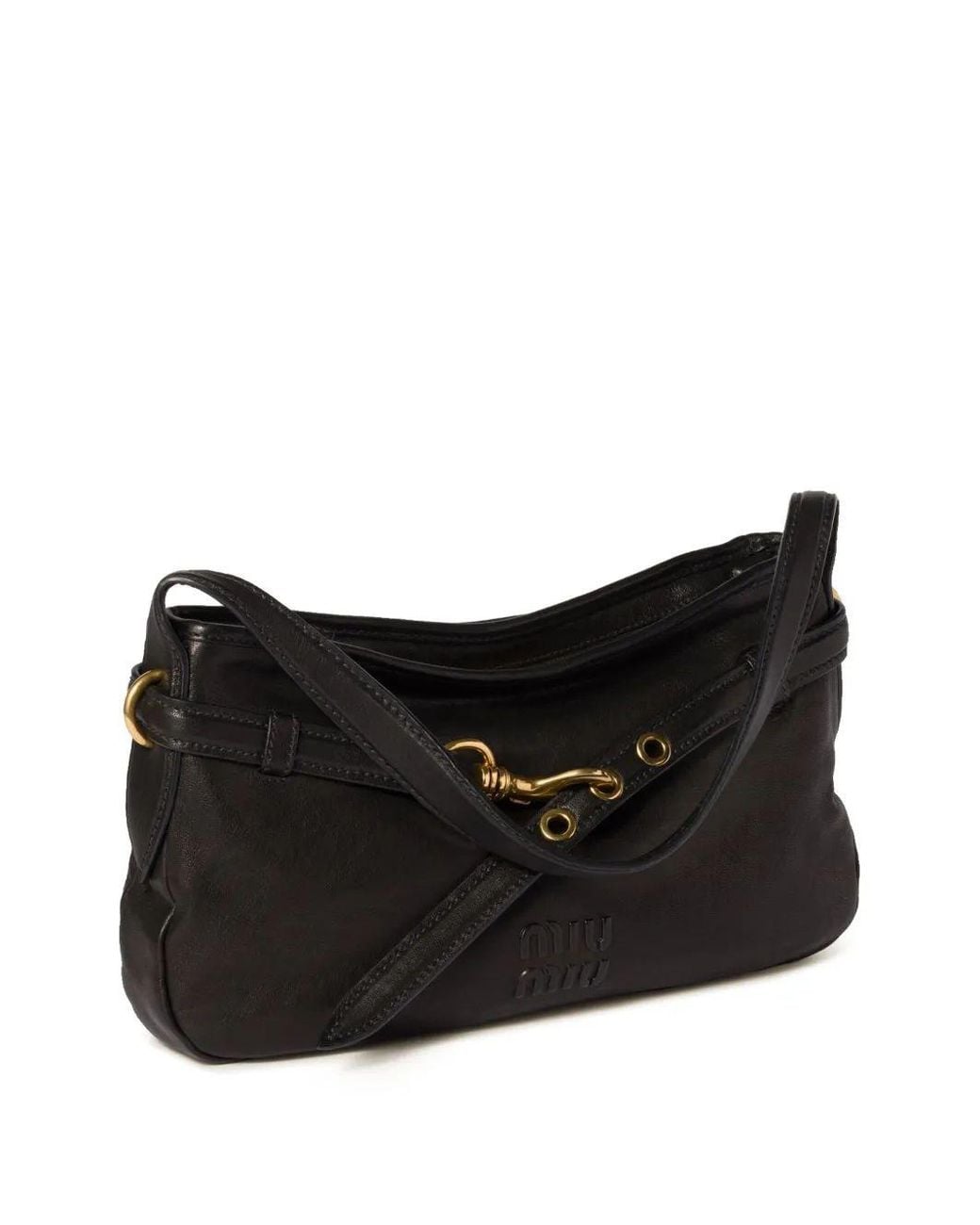 Miu Miu Black Nappa Leather Aventure Shoulder Bag