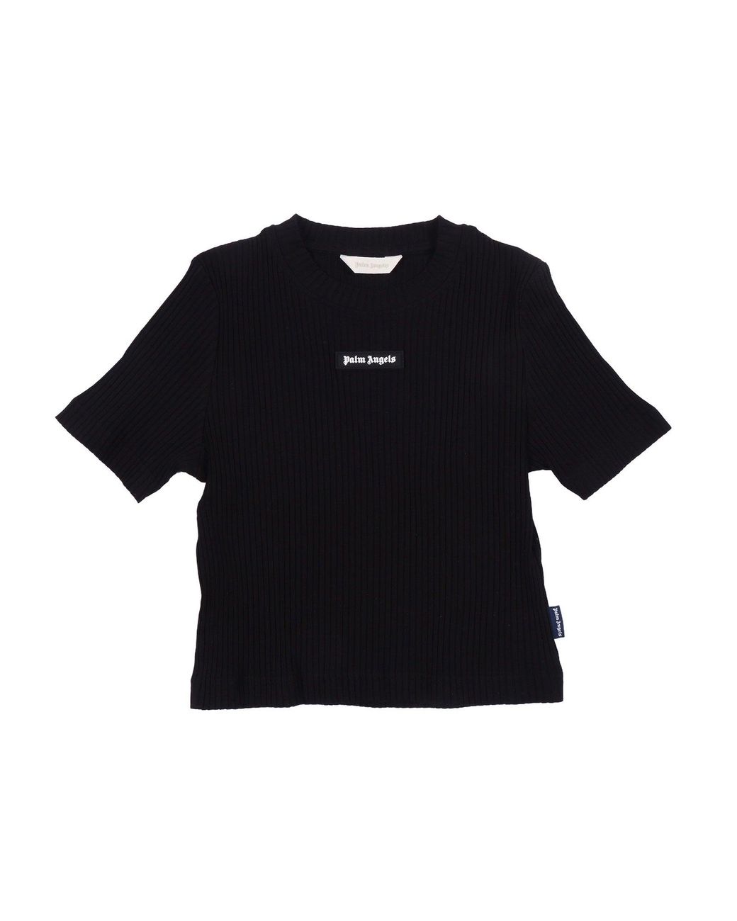 Palm Angels Black Logo Rib Baby Tee S/S Girl for men
