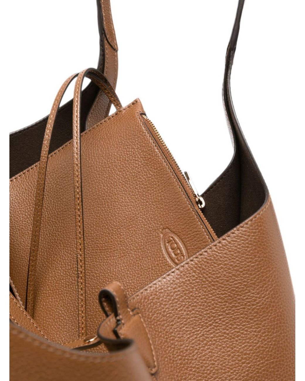 Tod's Brown T Timeless Medium Leather Tote Bag