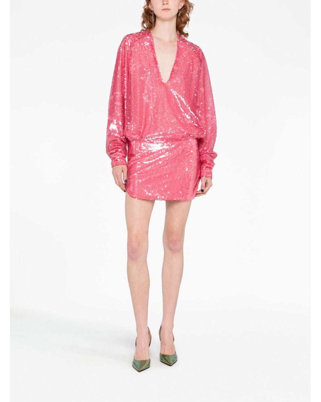 The Attico Pink Gael Sequined Mini Dress
