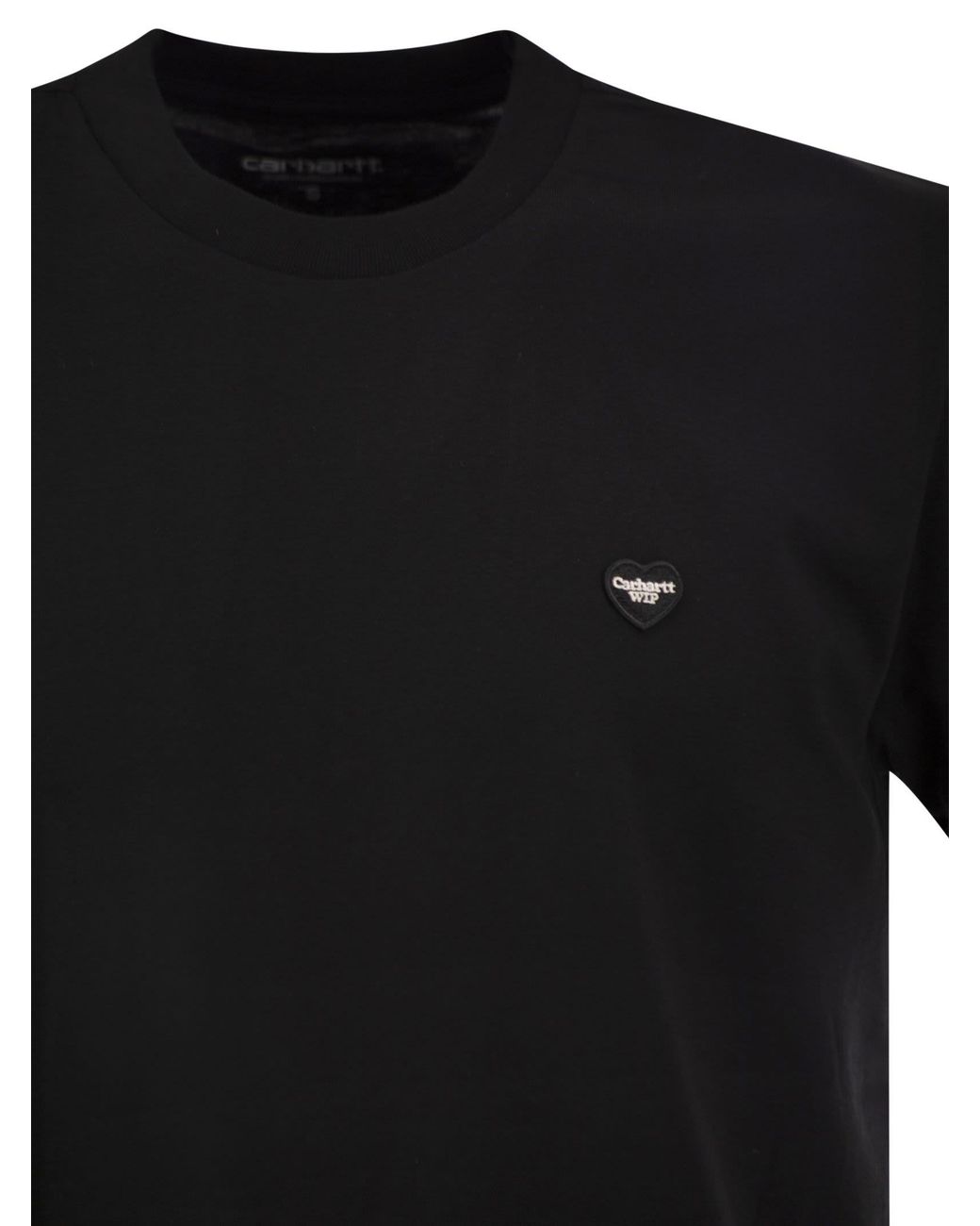 Carhartt Black Organic Cotton Single Jersey Crew Neck T-Shirt With Heart Logo