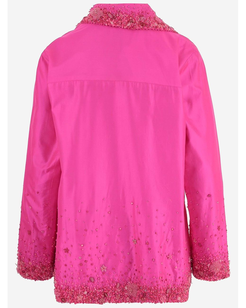 Péro Pink Double Breasted Silk Jacket