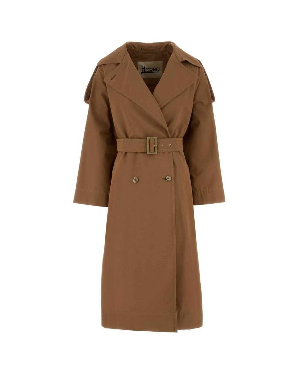 Herno Brown Cotton Blend Trench Coat