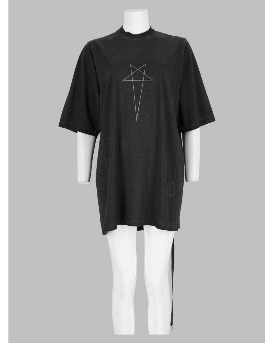 Rick Owens Black Oversized Geometric Cotton T-Shirt