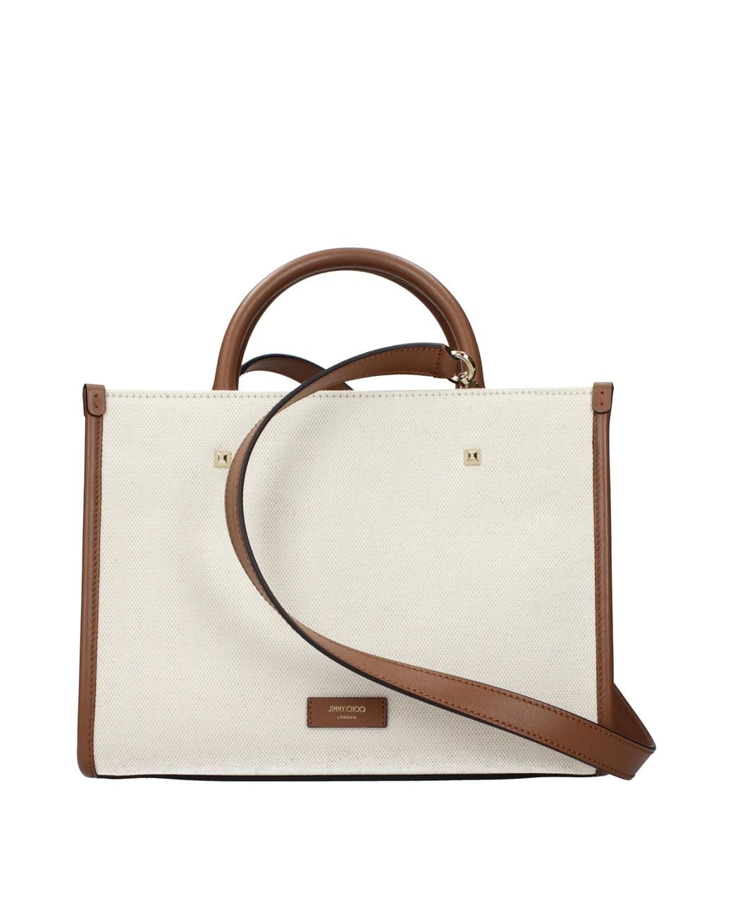 Jimmy Choo Natural Handbags Avenue Fabric/Tan And