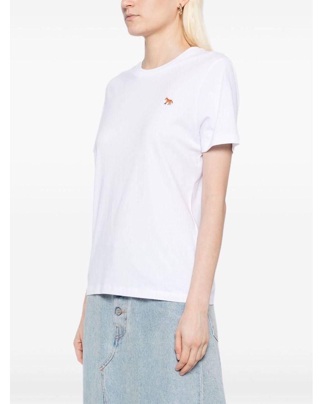 Maison Kitsuné Gestreept T-Shirt in het White