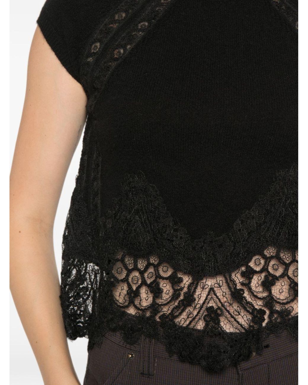 Ermanno Scervino Black Cashmere Lace Top