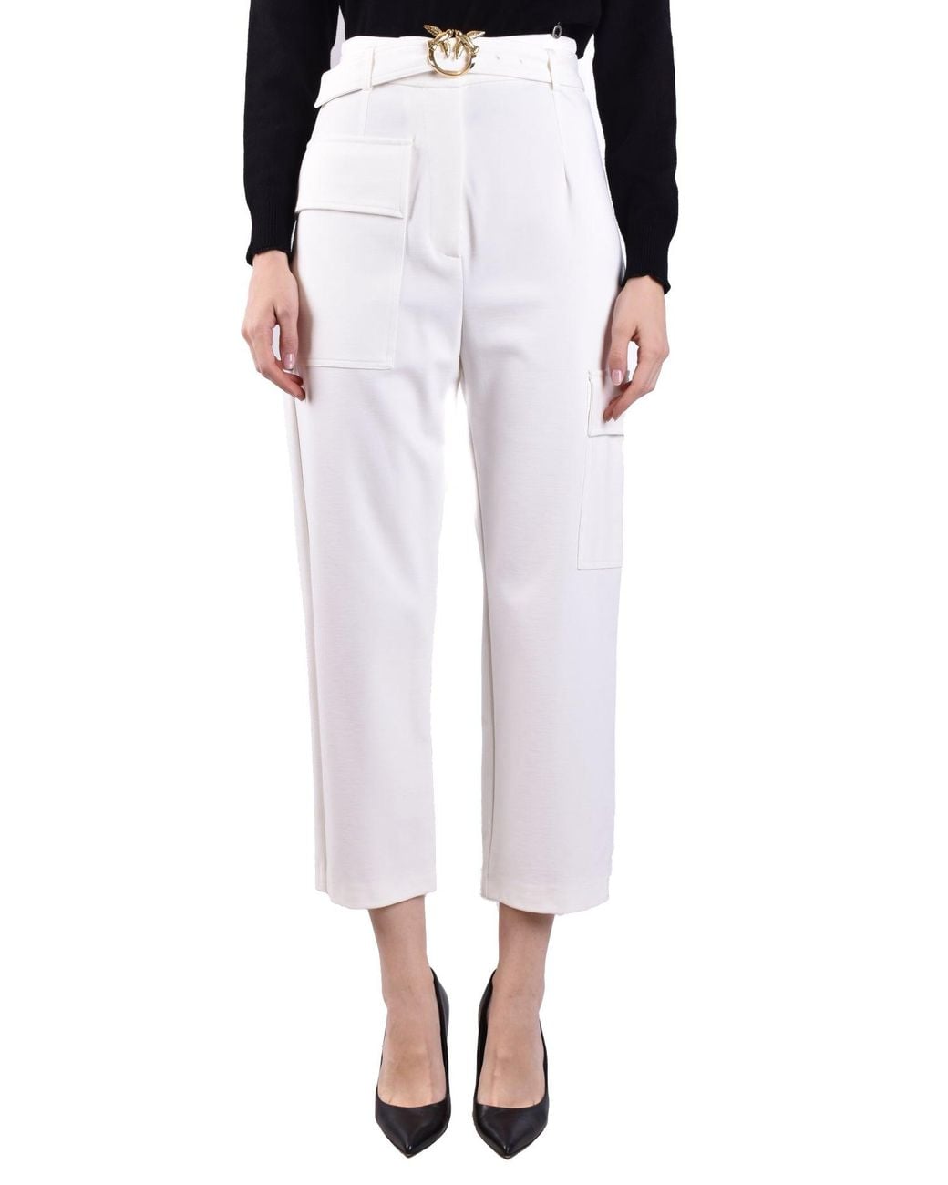 Pinko White Cropped Trousers