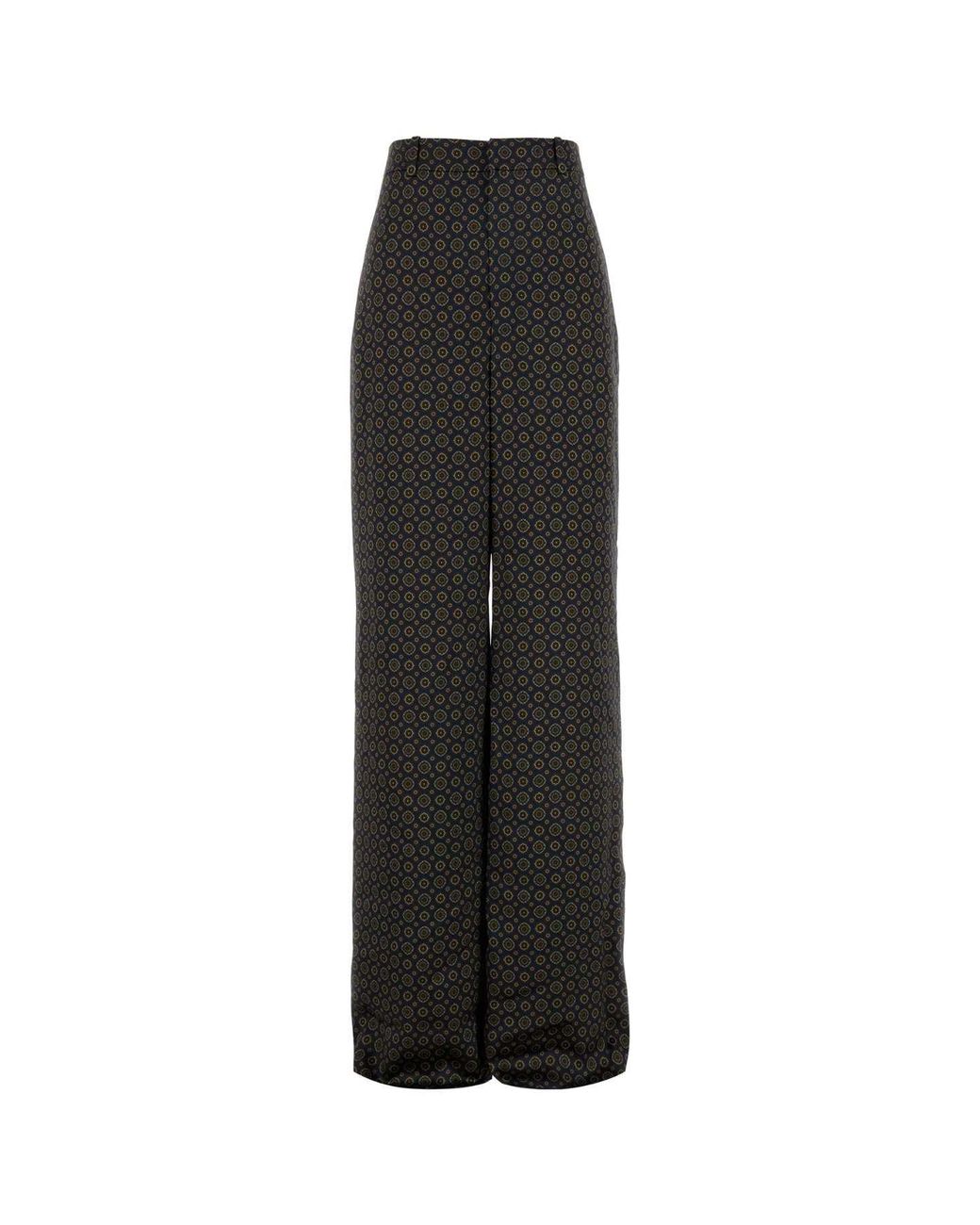 Saint Laurent Black Pritned Satin Wide-Leg Pant