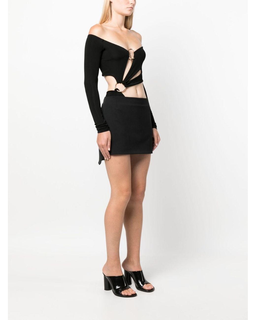 Louisa Ballou Black Long Sleeve Cut-Out Bodysuit