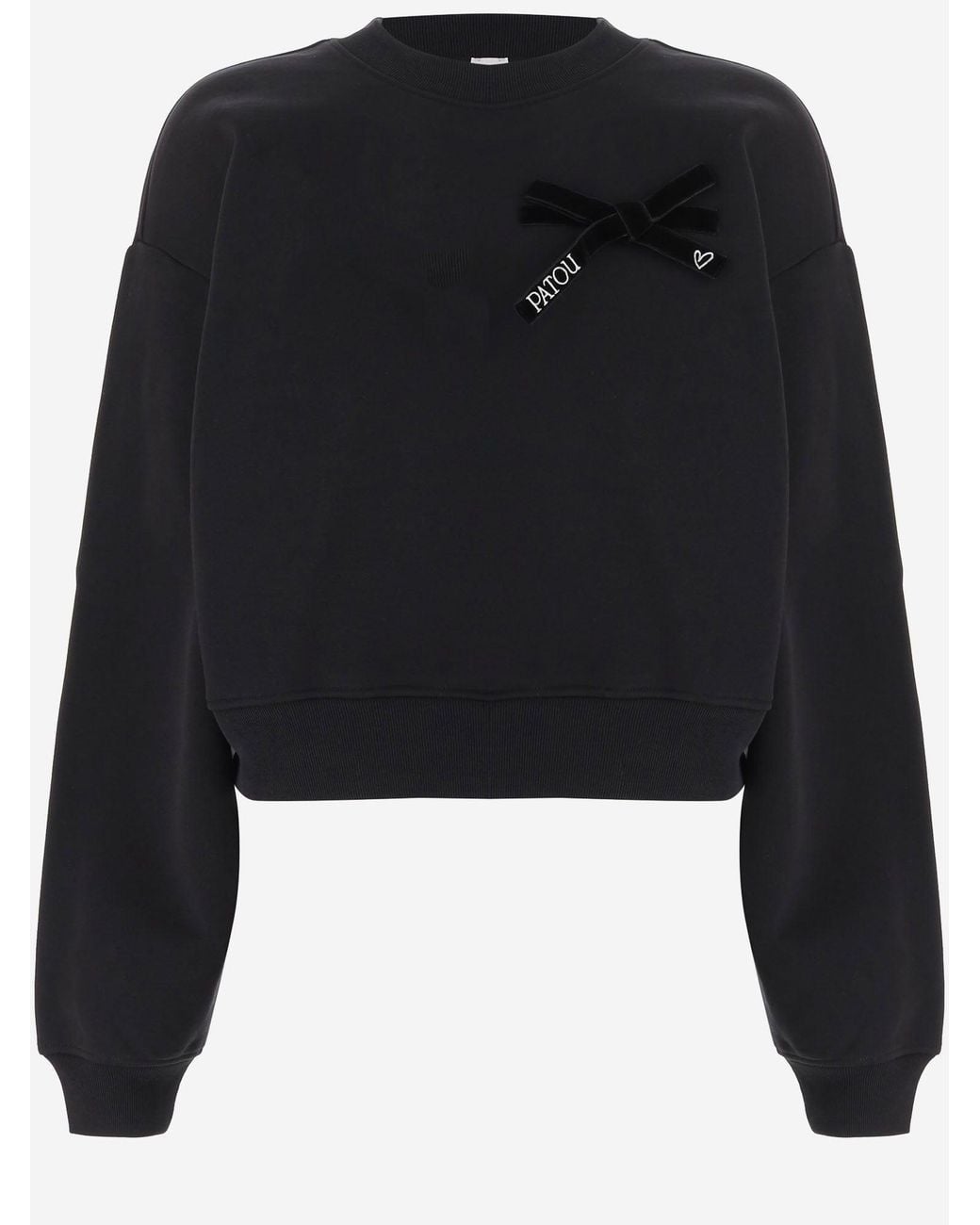 Patou Black Cotton Sweatshirt With Embellishment