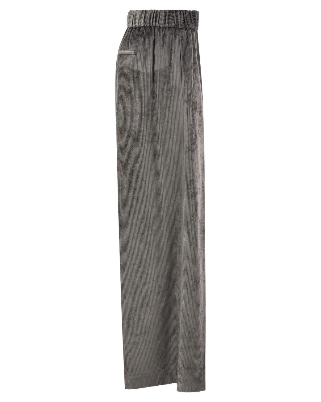 Peserico Gray Wide-Leg Corded Velvet Trousers