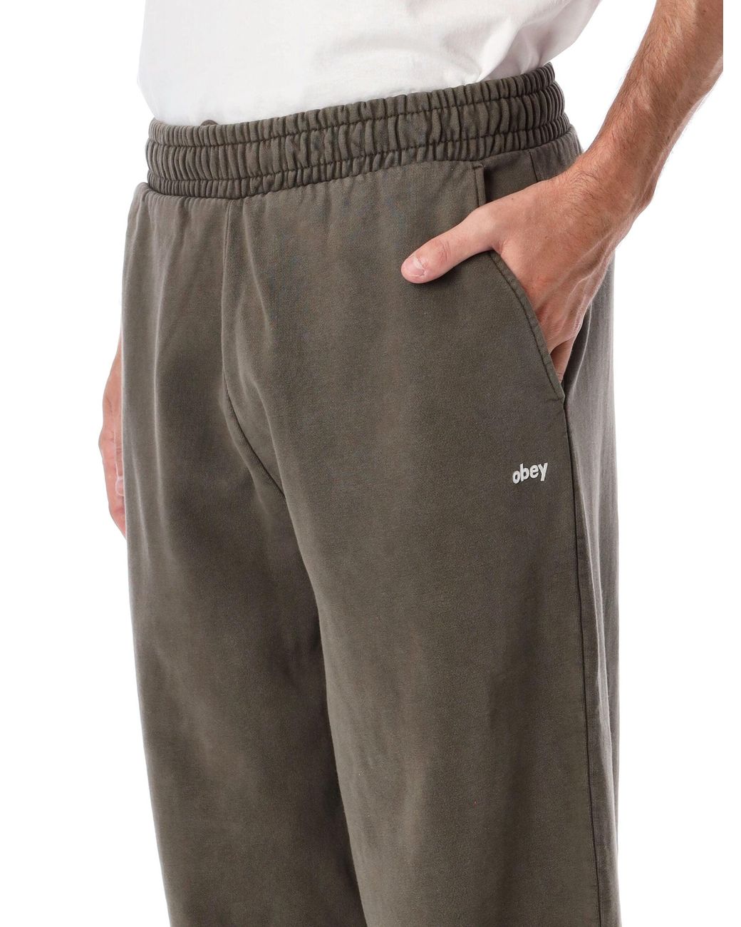 Obey Gray Wide-Leg Cotton Sweatpants for men