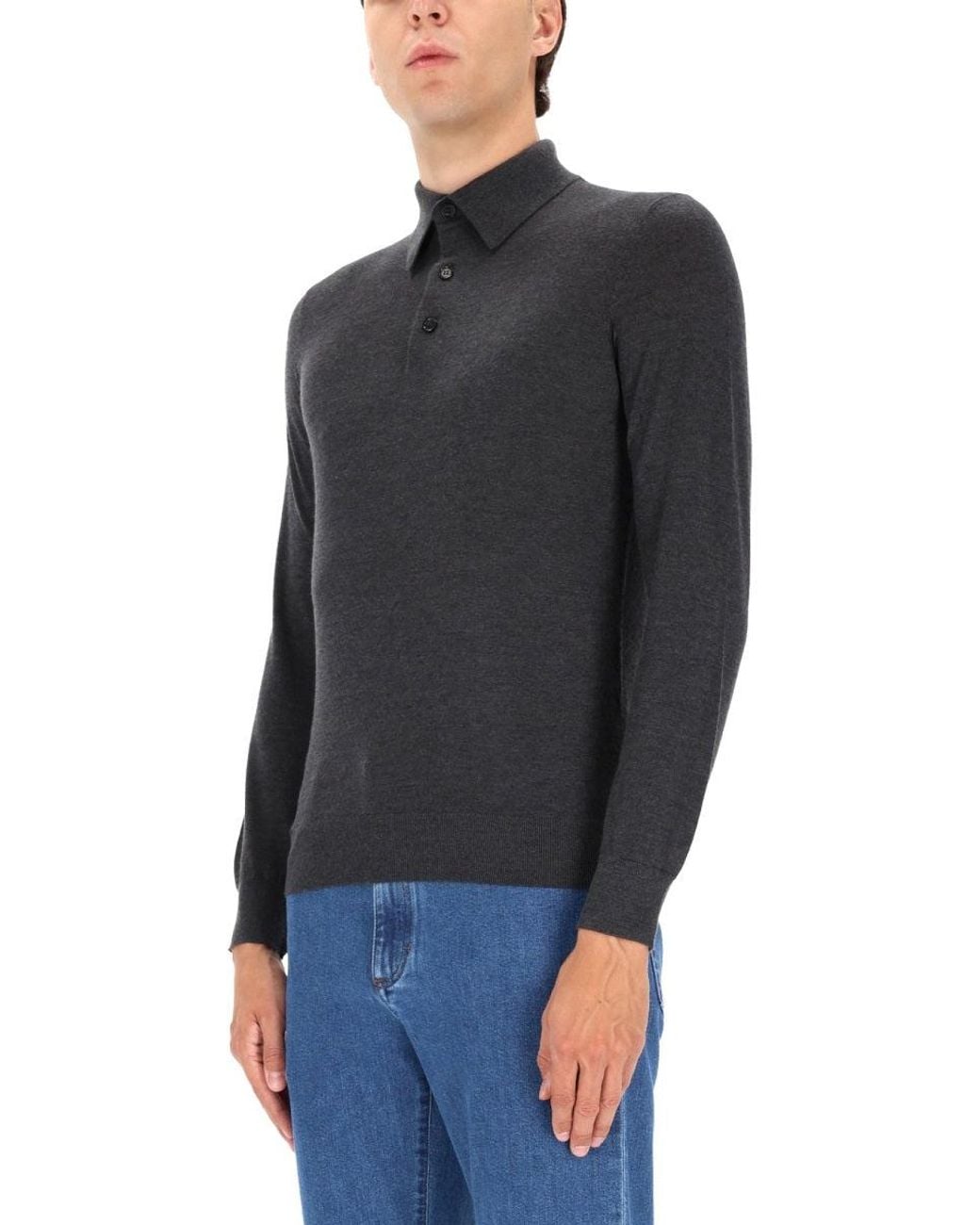Zegna Black Cashmere Polo Shirt for men