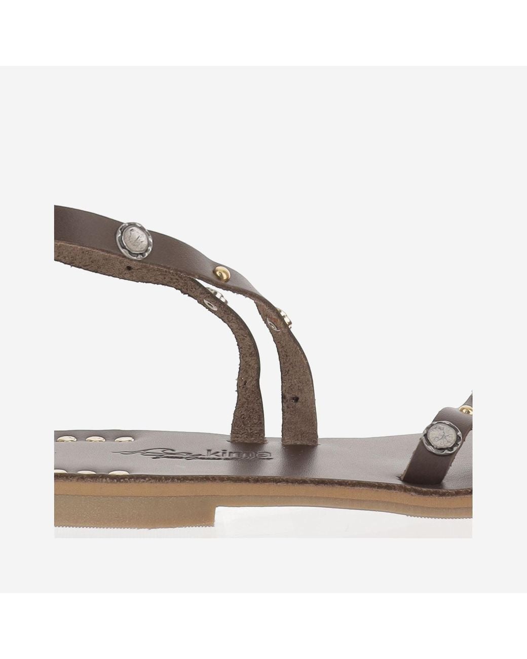 Kima Brown Leather Sandal With Embellishments