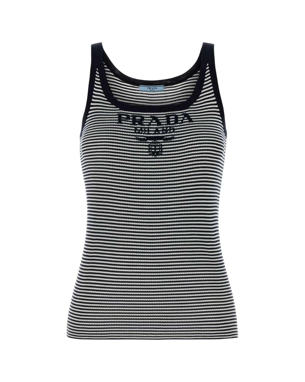 Prada Black Embroidered Silk Tank Top