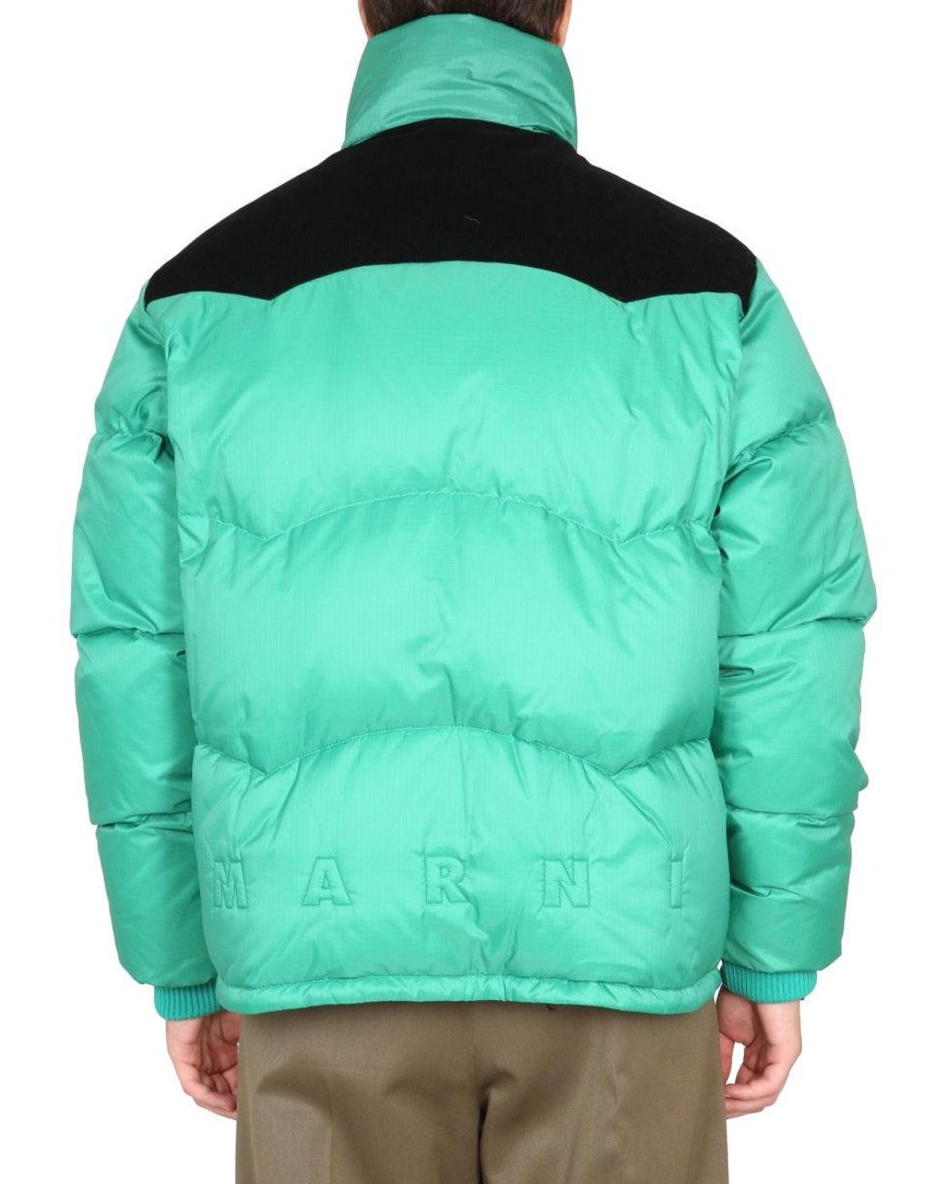 Marni Green Color-Block Down Jacket