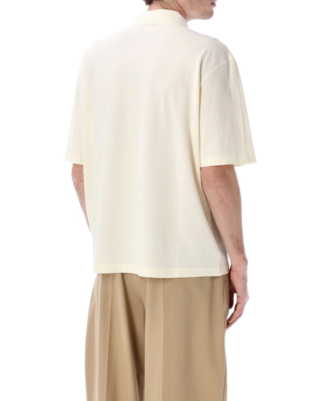 AMI Natural Ami Paris Ami De Coeur Crochet Polo for men